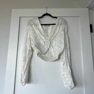 Zara White Floral Blouse